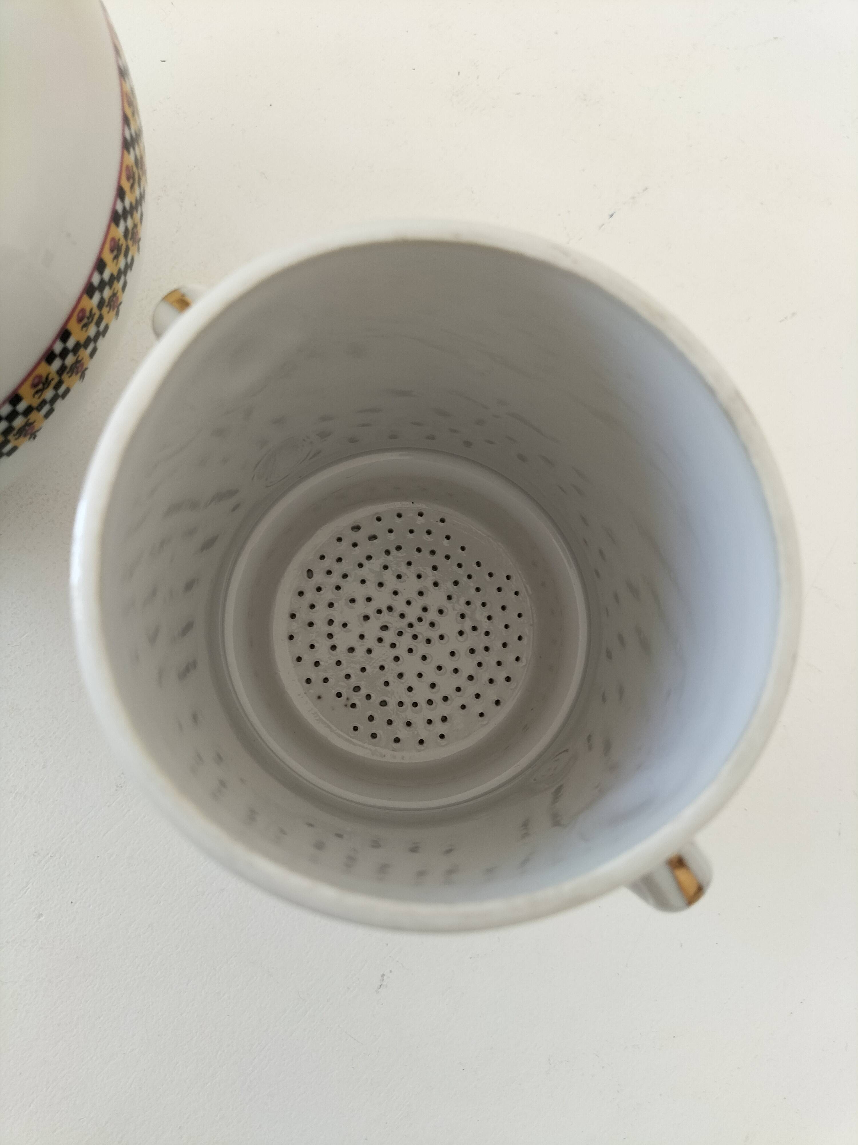 Art Deco filter coffee maker in Limoges porcelain by Balleroy Frères