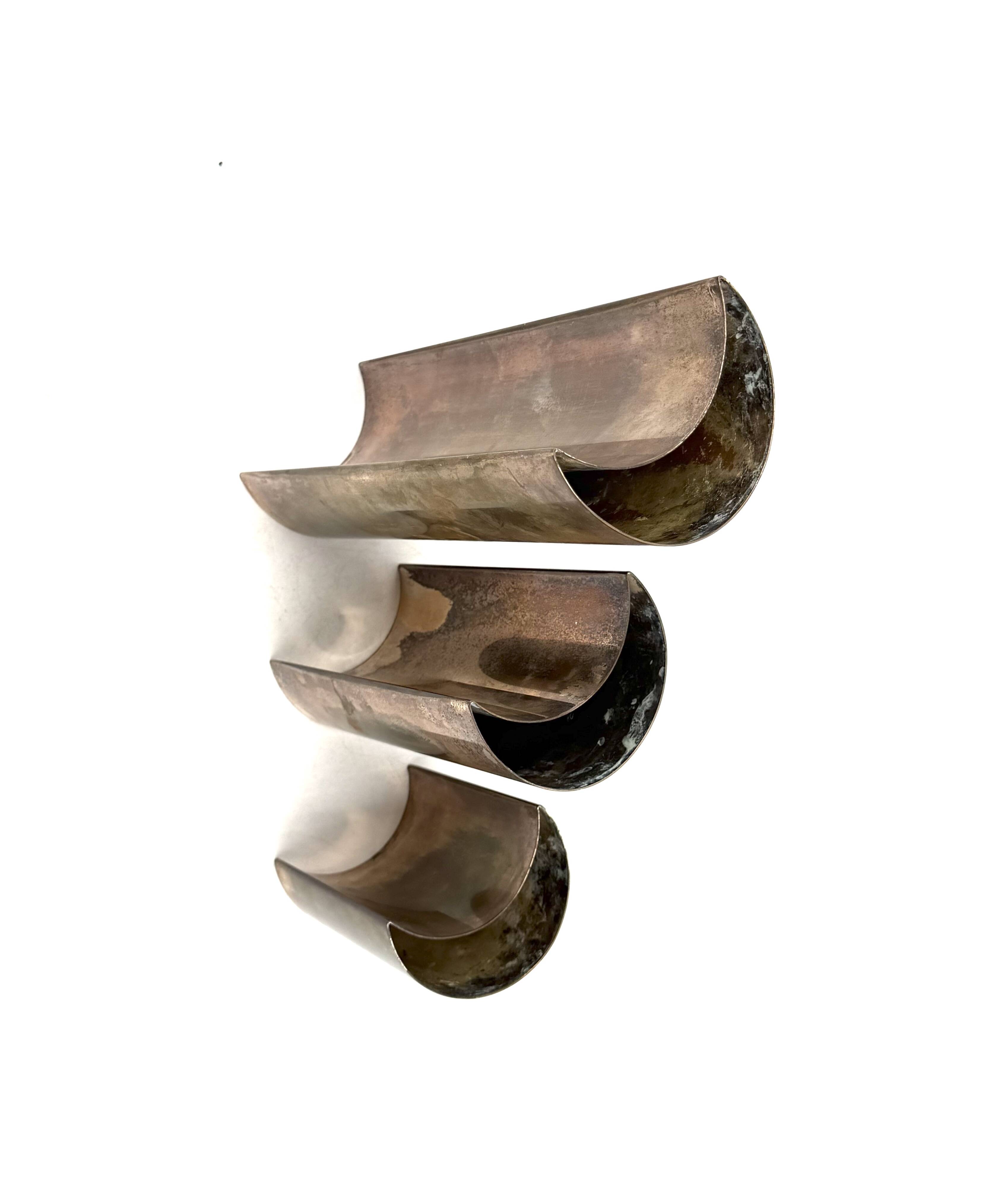 Mid-century set of 3 silver-plated vases, GiBi Italy 1970s