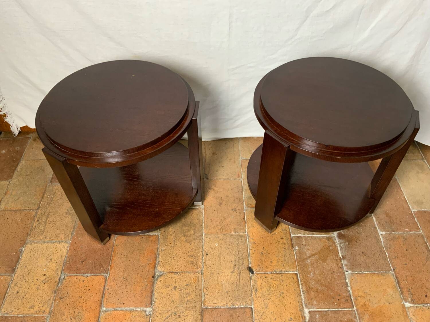 Pair of pedestal tables