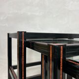 Set de 3 tables gigognes vintage noir