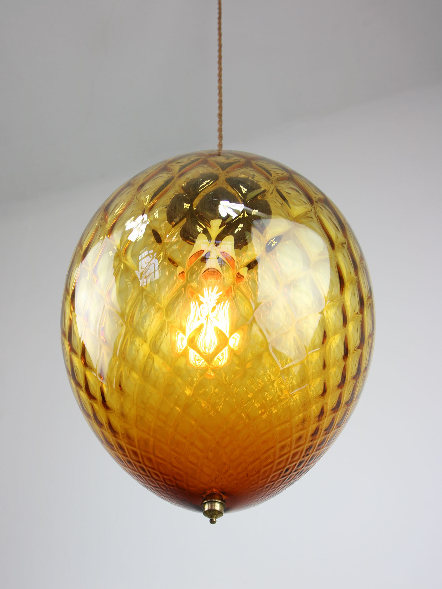 Vintage amber murano glass lamp from empoli