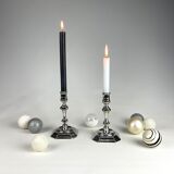 Pair of antique candlesticks in silver metal