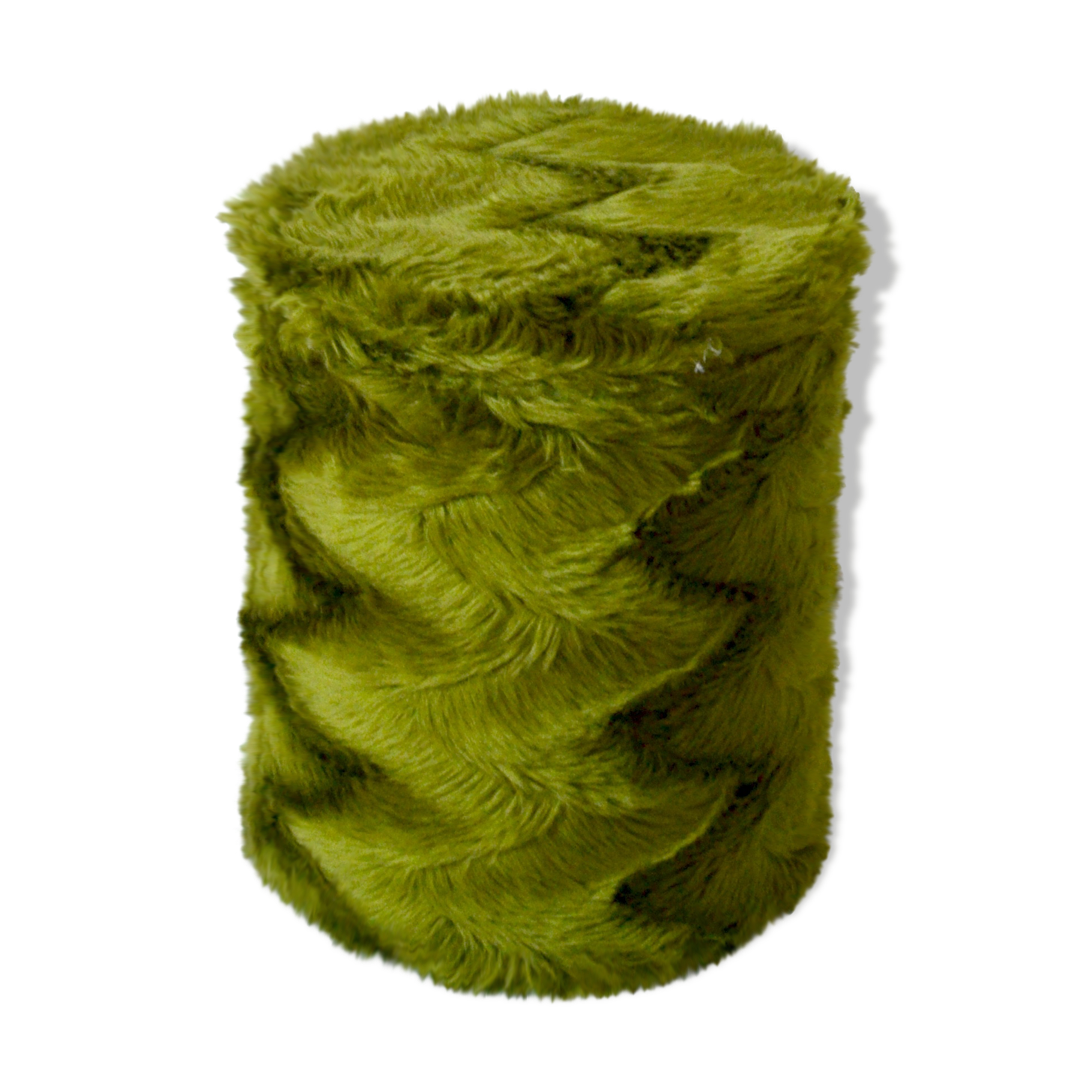 Pouf en fourrure moumoutte vert olive