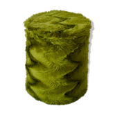 Pouf en fourrure moumoutte vert olive