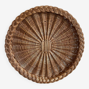 Large woven wicker tray