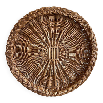 Large woven wicker tray