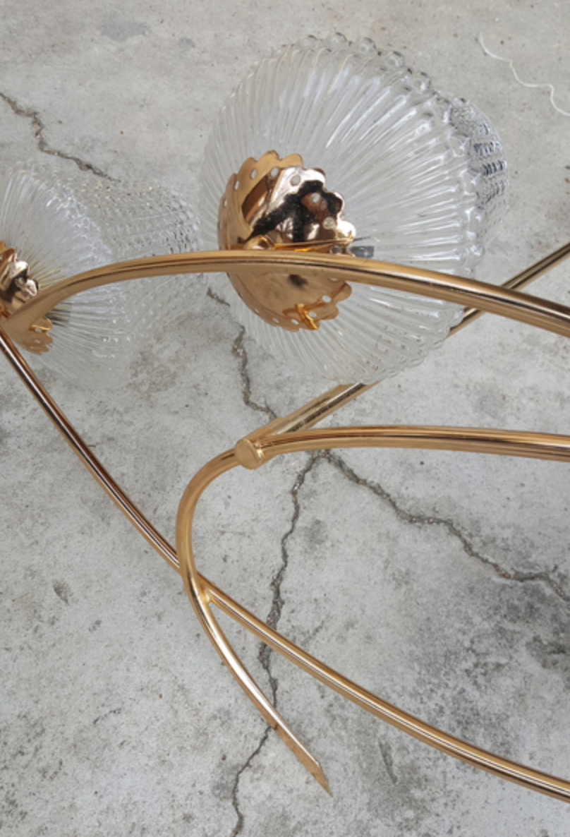Maison Arlus 3 lights brass vintage 50s chandelier