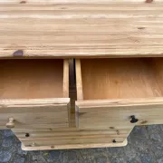 High Scandinavian chest of drawers stripped in solid pine from the 1980s.