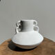 Artisanal terracotta vase painted white with double handles H:16 D:20