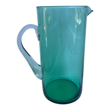 Green glass pitcher design 70s