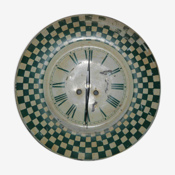 50's year checkerboard clock in sheet metal