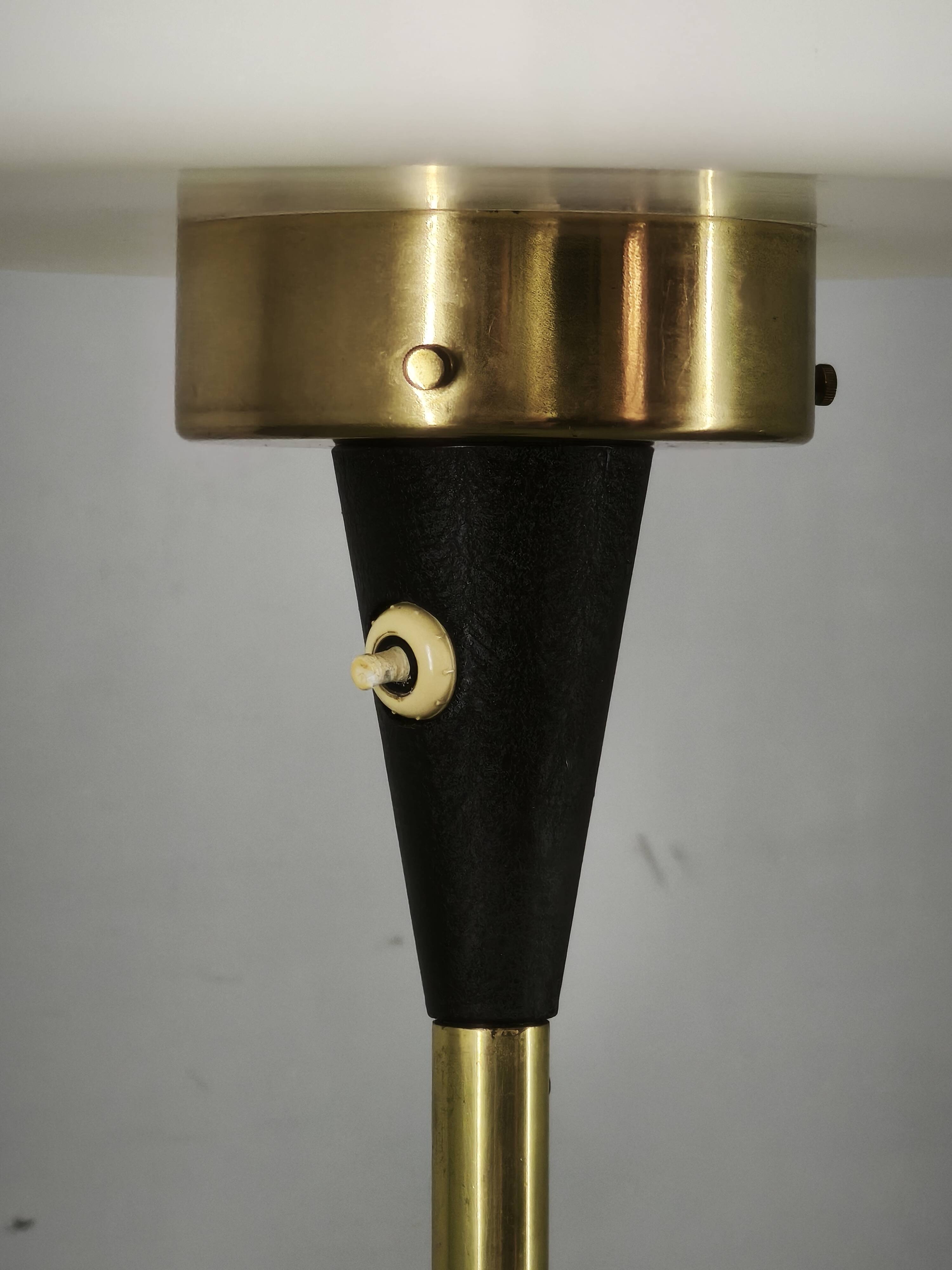 Lidokov Space Age Brass and Opaline Glass Floor Lamp, 1960s
