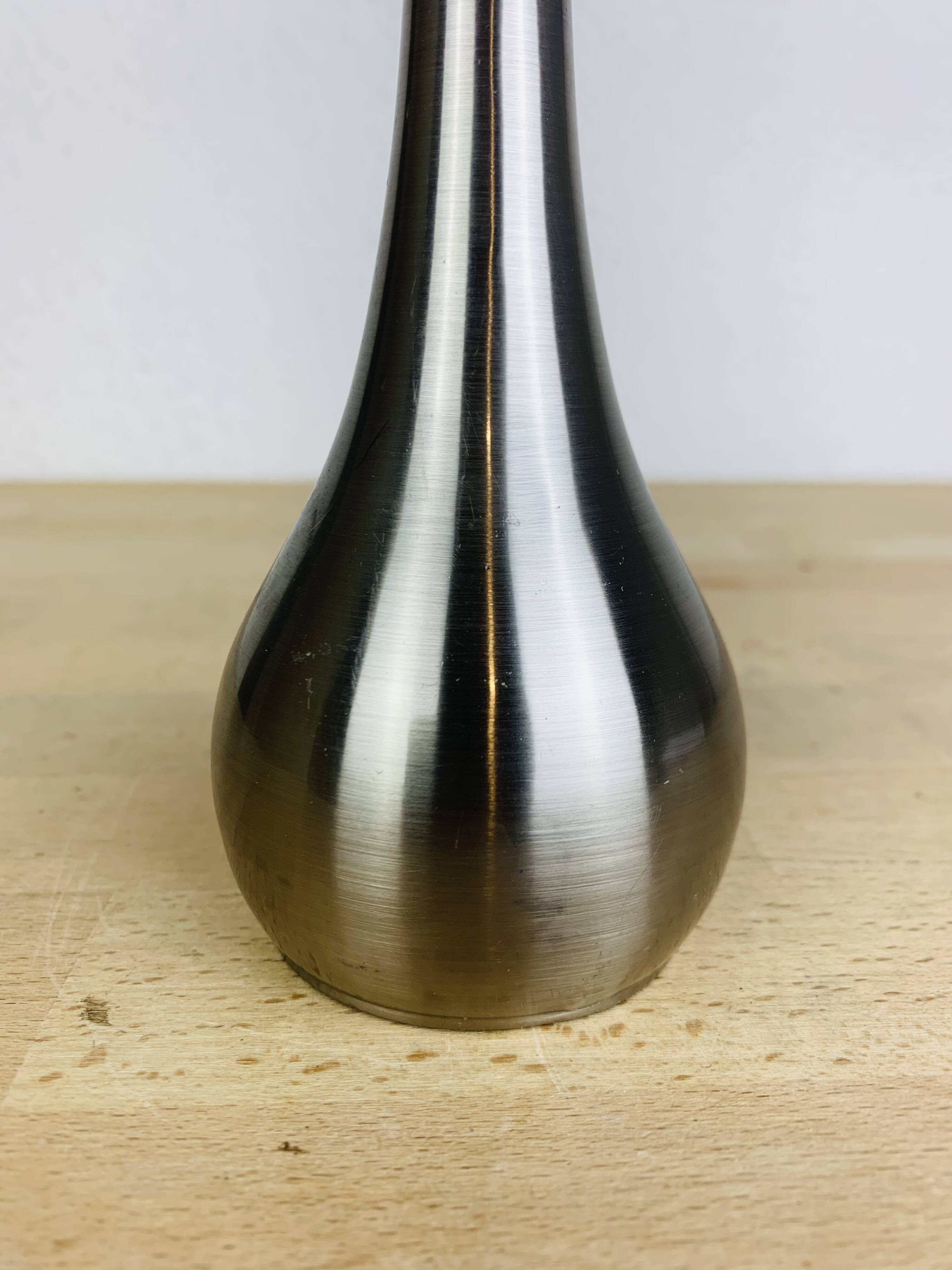 70s stainless steel vase, vintage, space age
