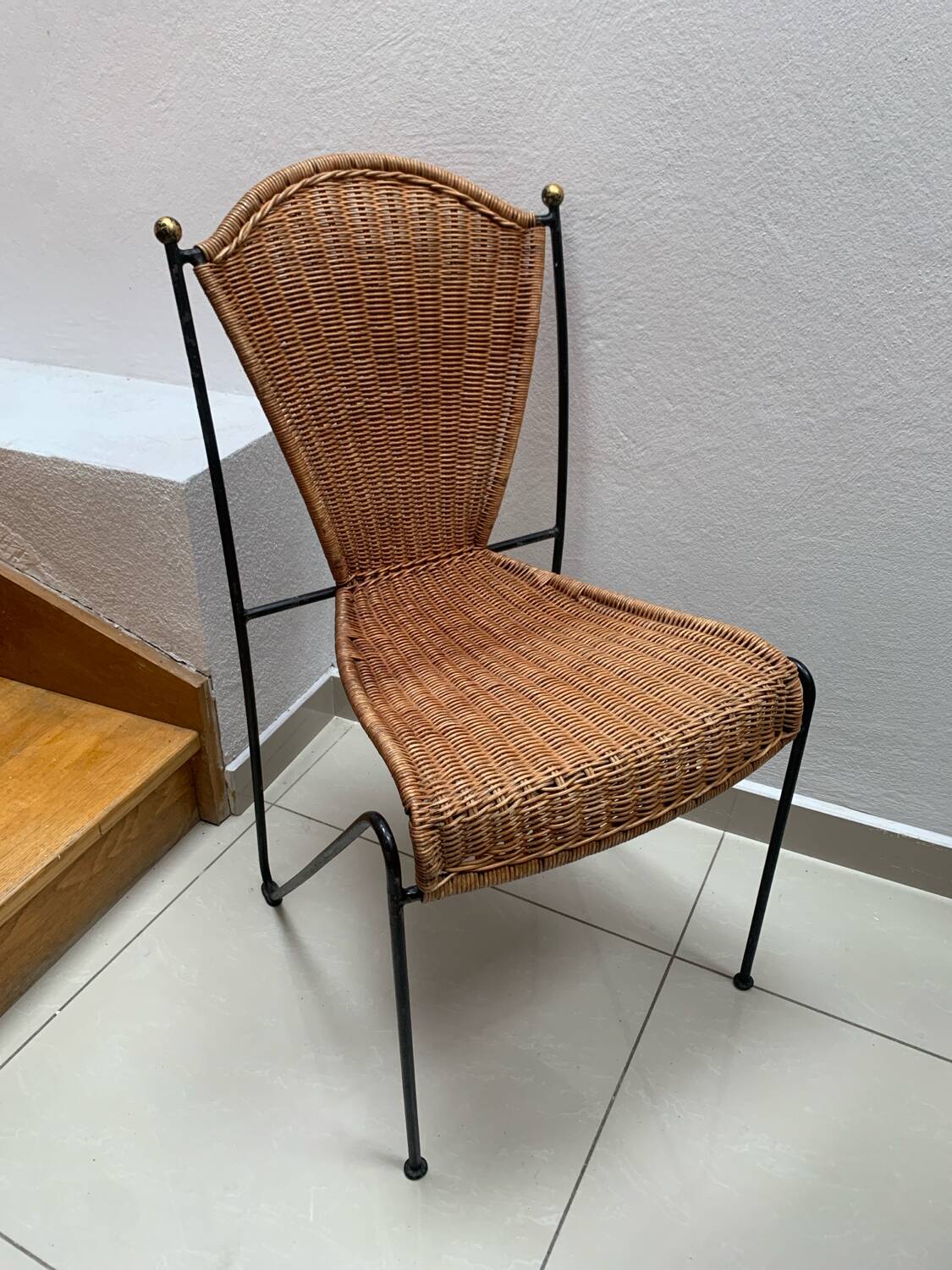 Metal and wicker chair