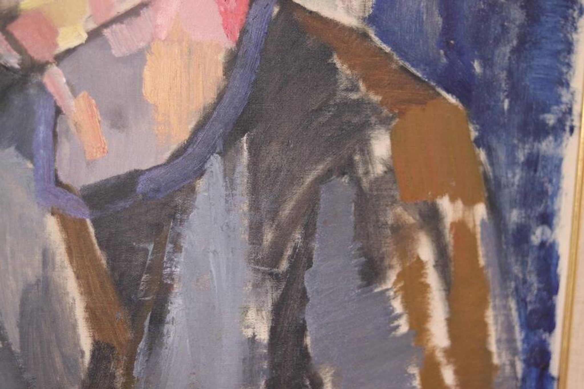 Original XL Swedish oil on canvas – portrait by Pär Thorell – dated 1955 – vintage & framed – 93 × 76 cm