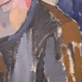 Original XL Swedish oil on canvas – portrait by Pär Thorell – dated 1955 – vintage & framed – 93 × 76 cm