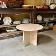 Table d'appoint, basse ronde en travertin ⌀ 61 cm