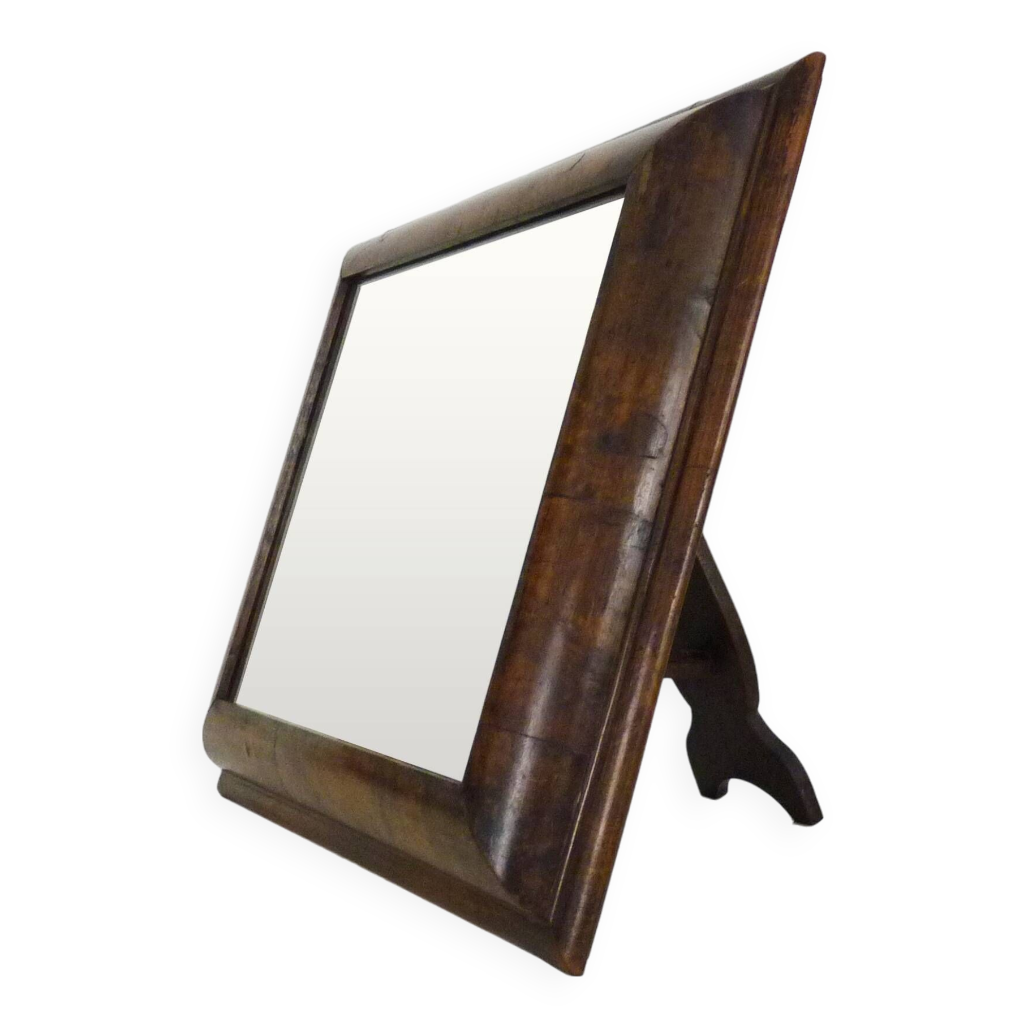Very large Psyche Mirror in walnut wood. Orthodox bible mirror. 19th century. 53X63 cm - 20.86X24