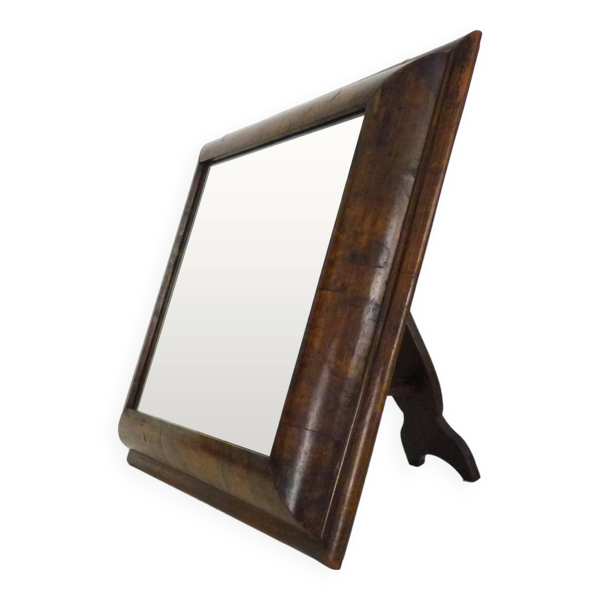 Très grand Miroir Psyché en bois de noyer. Miroir cache bible orthodoxe. XIXème. 53X63 cm - 20,86X24