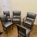 Ensemble de 2 fauteuils et 3 chaises époque Louis XIII