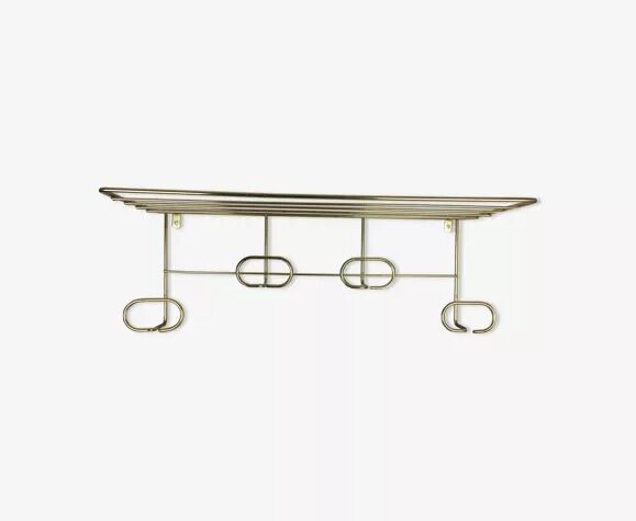 Wall-mounted gilded metal coat rack 4 hooks