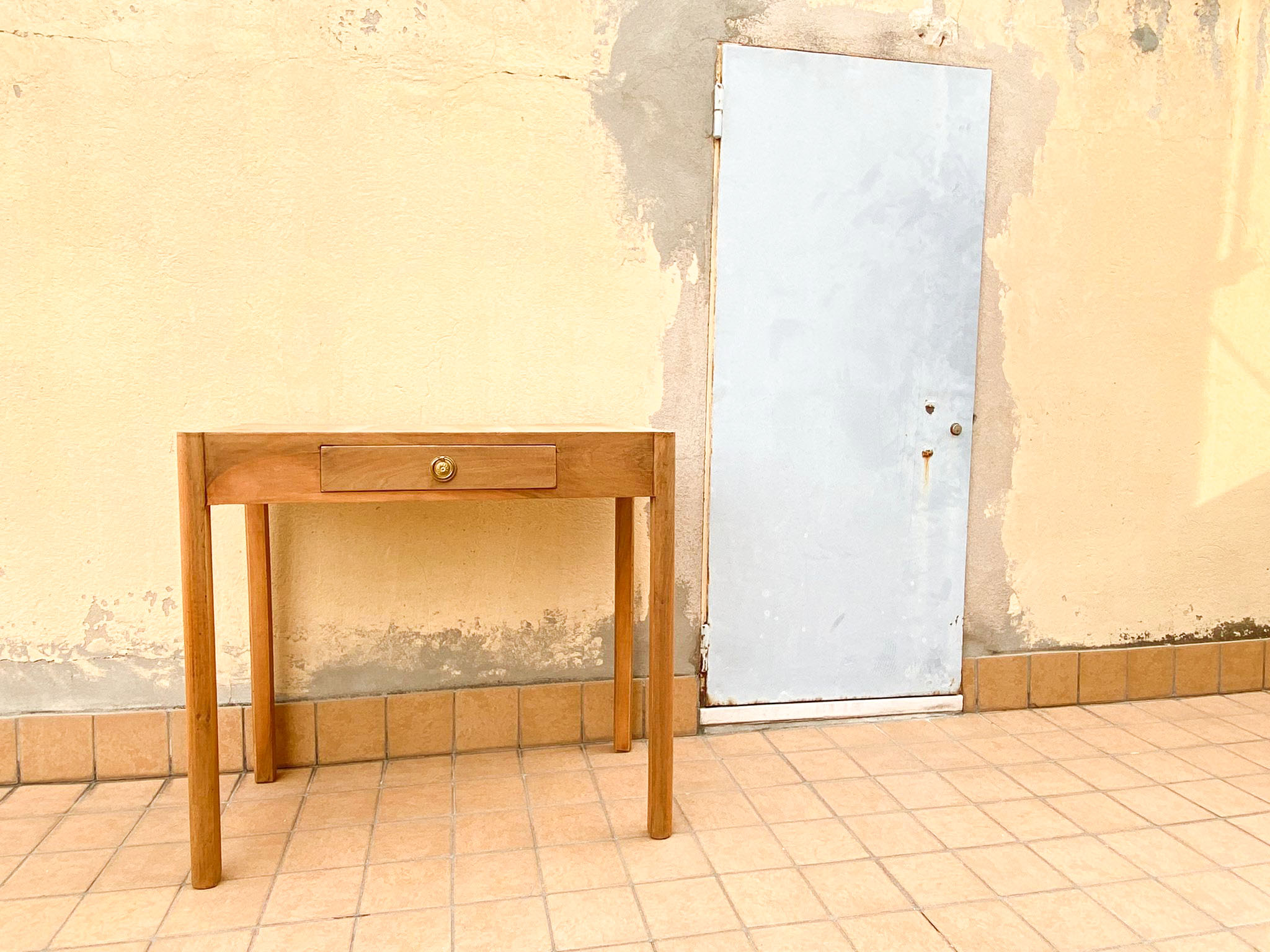 Table in beech wood slab Italy 50s