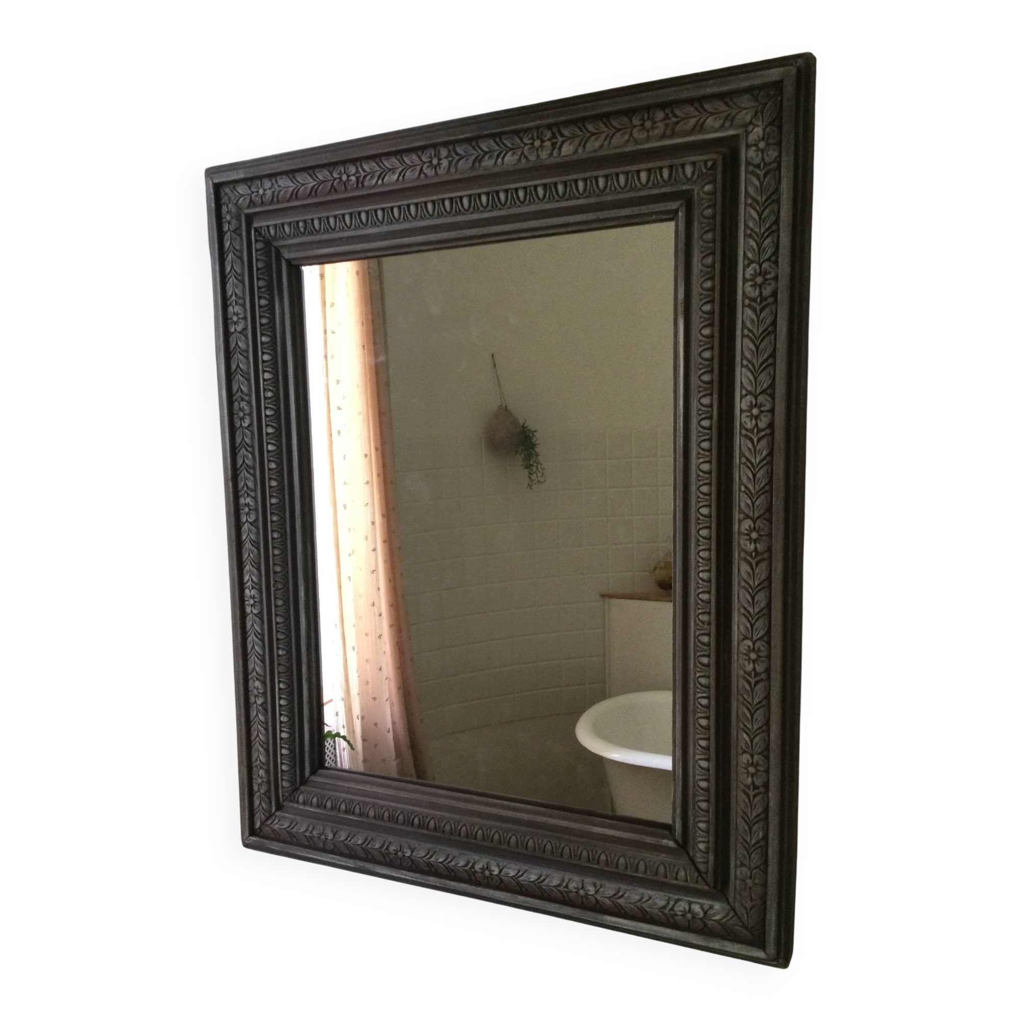 Antique patinated wood mirror
