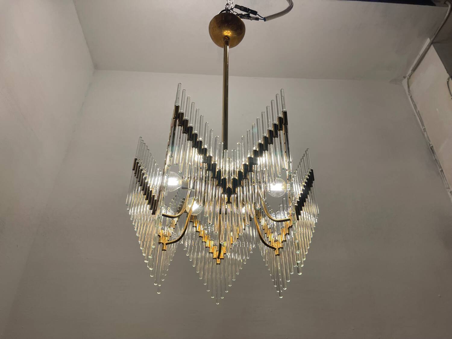 Lustre à tiges en verre de Murano années 1970