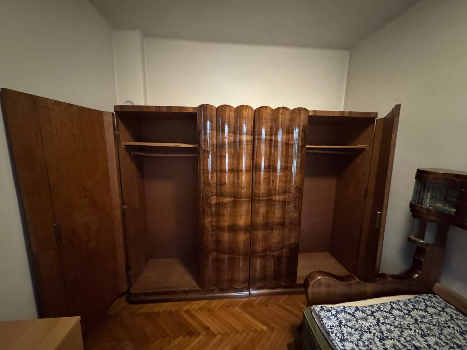 Art Deco walnut wardrobe, Central Europe, 1930s