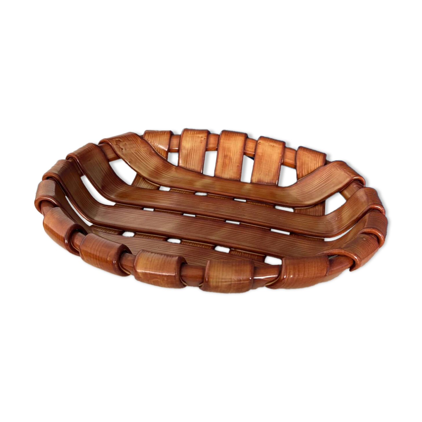 Italian woven ceramic fruit bowl, 1960