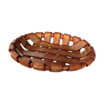 Vintage Italian ceramic fruit bowl 1960 - woven ceramic basket