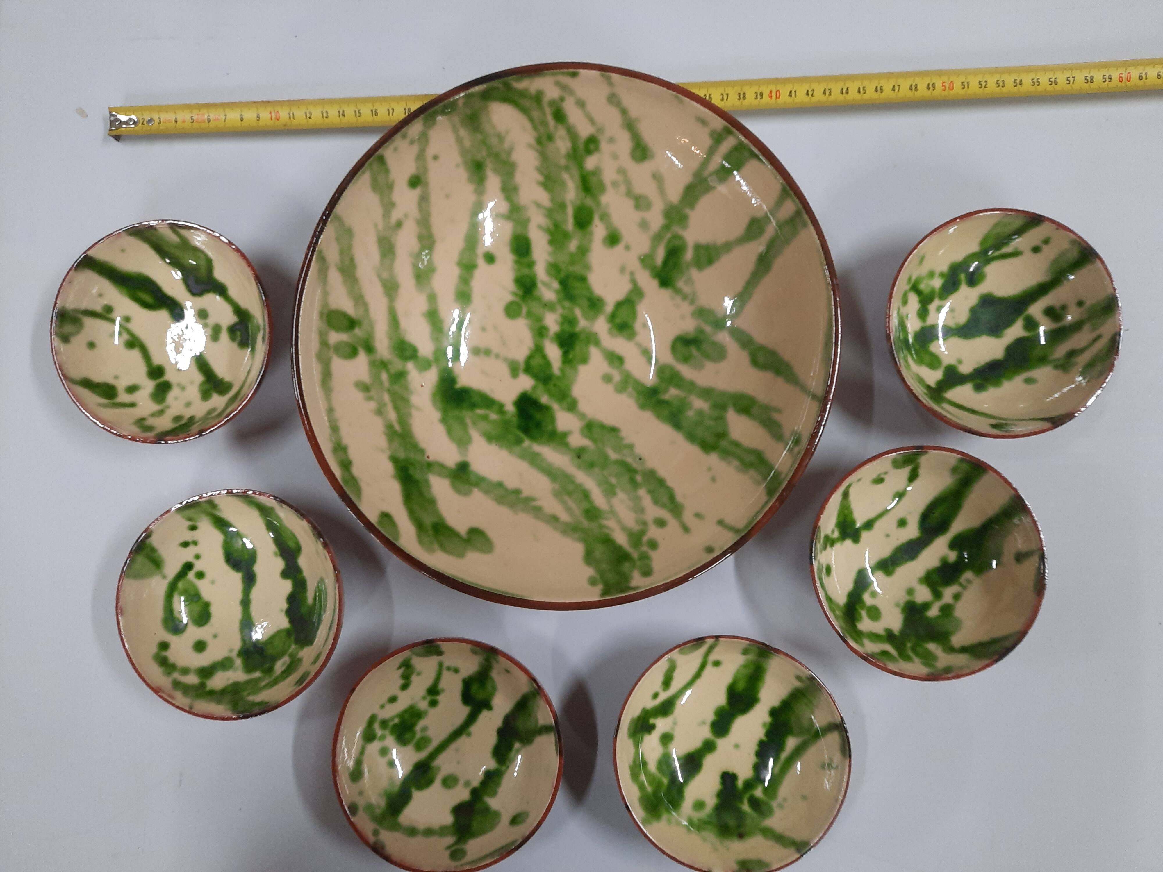 Glazed terracotta dessert service from alsace
