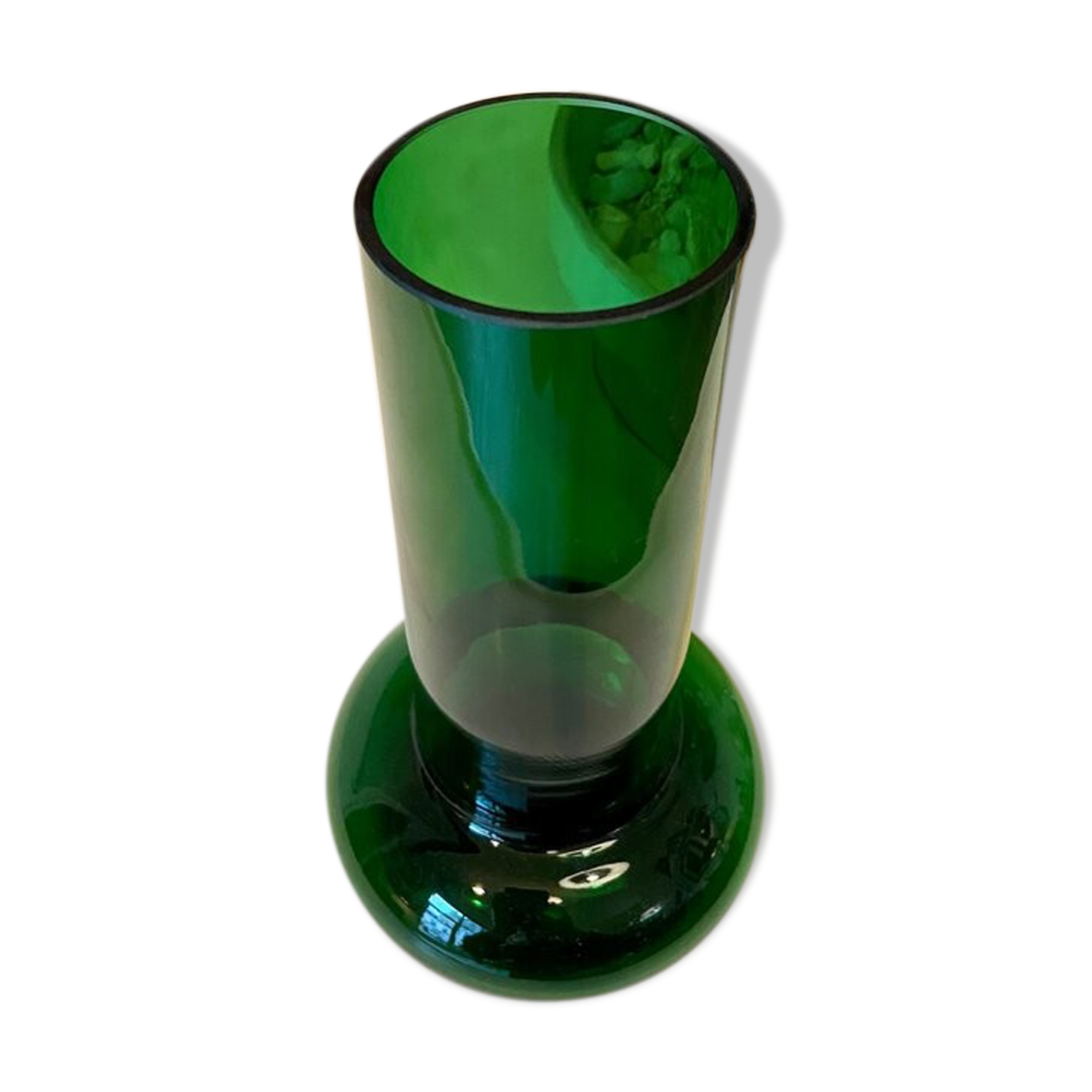 Green glass vase