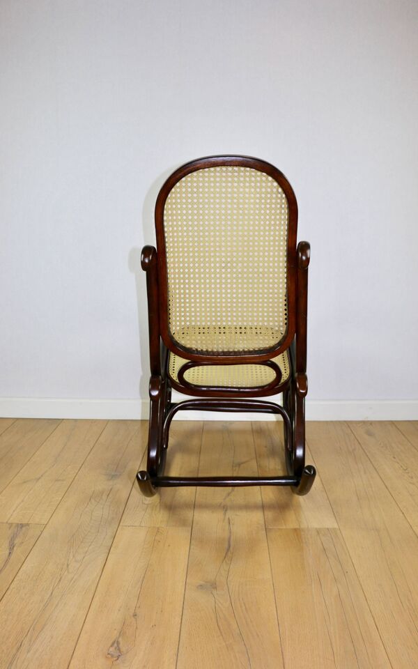 Chaise berçante sur patins, marron d'origine, années 1970 - très bon état