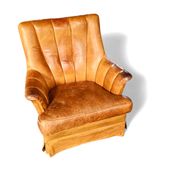 Sheep leather club chair 1970s with magazine holder