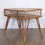 Vintage rattan and wood desk 1960