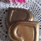 Duo of pocket trays, brass heart, vintage