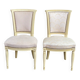 2 chaises Louis XVI en bois beige rembourrées