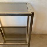 Chrome and smoked glass designer side table / side table, 1970s