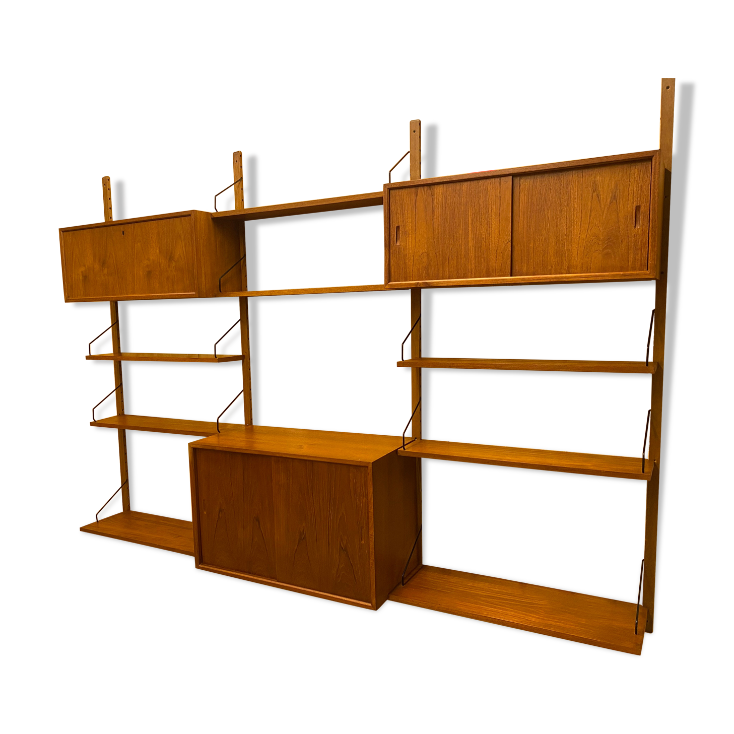 Vintage scandinavian teak wall unit by Poul Cadovius for Royal System 1960s
