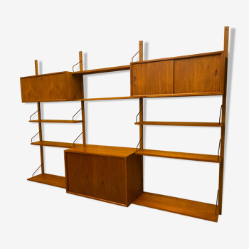 Vintage scandinavian teak wall unit by Poul Cadovius for Royal System 1960s