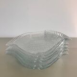 6 vintage Pasabahce clear glass fish plates