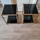 Pair of glass and brass sofa endsl