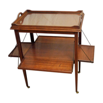 Table à thé roulante avec son plateau en verre