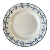 round dish in blue Iron Earth U&C Digoin Sarreguemines model Les Ternes late 19th century