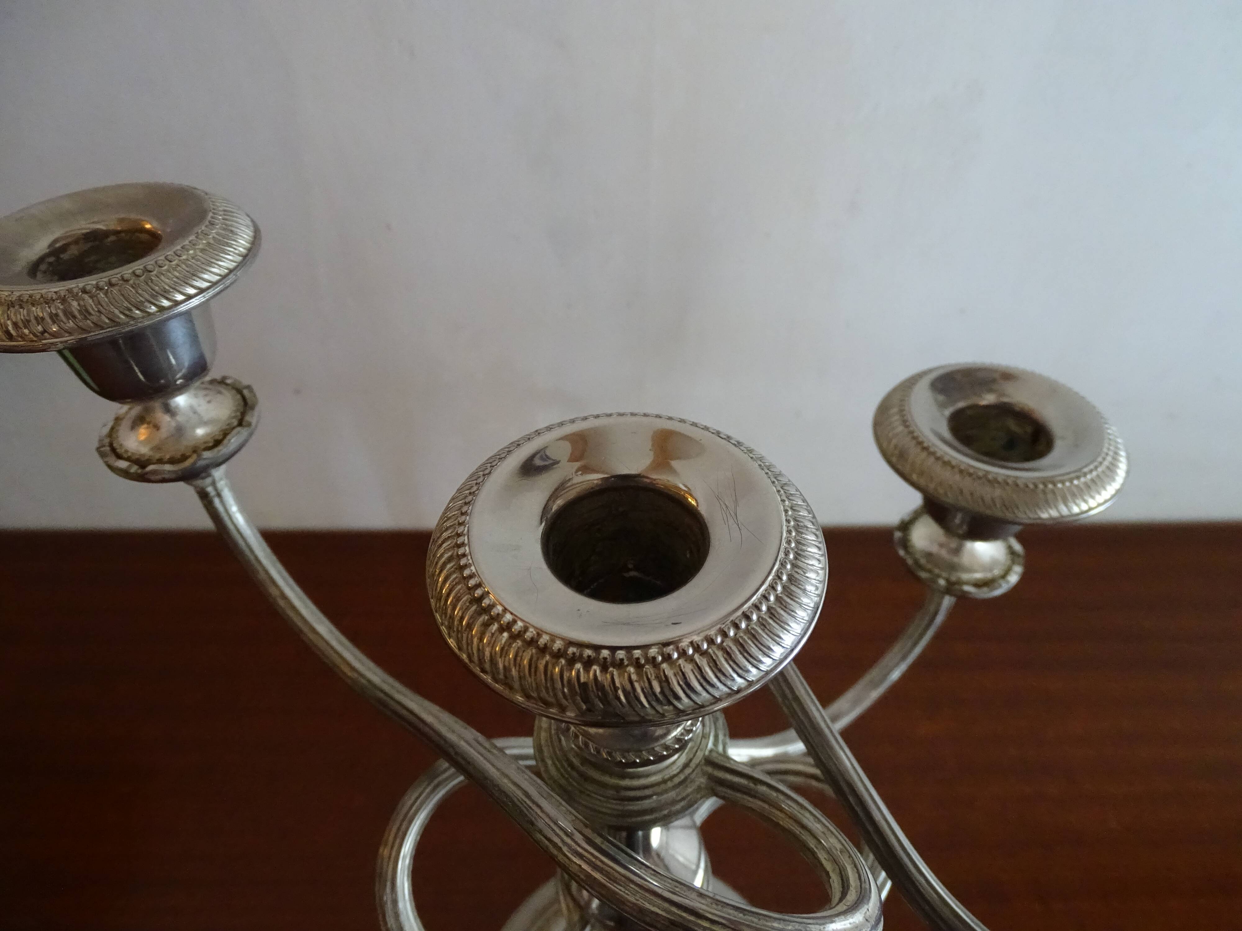 Chandelier 5 burners vintage silver metal