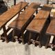 Solid oak farmhouse bench 140cm for rustic farmhouse table 1950