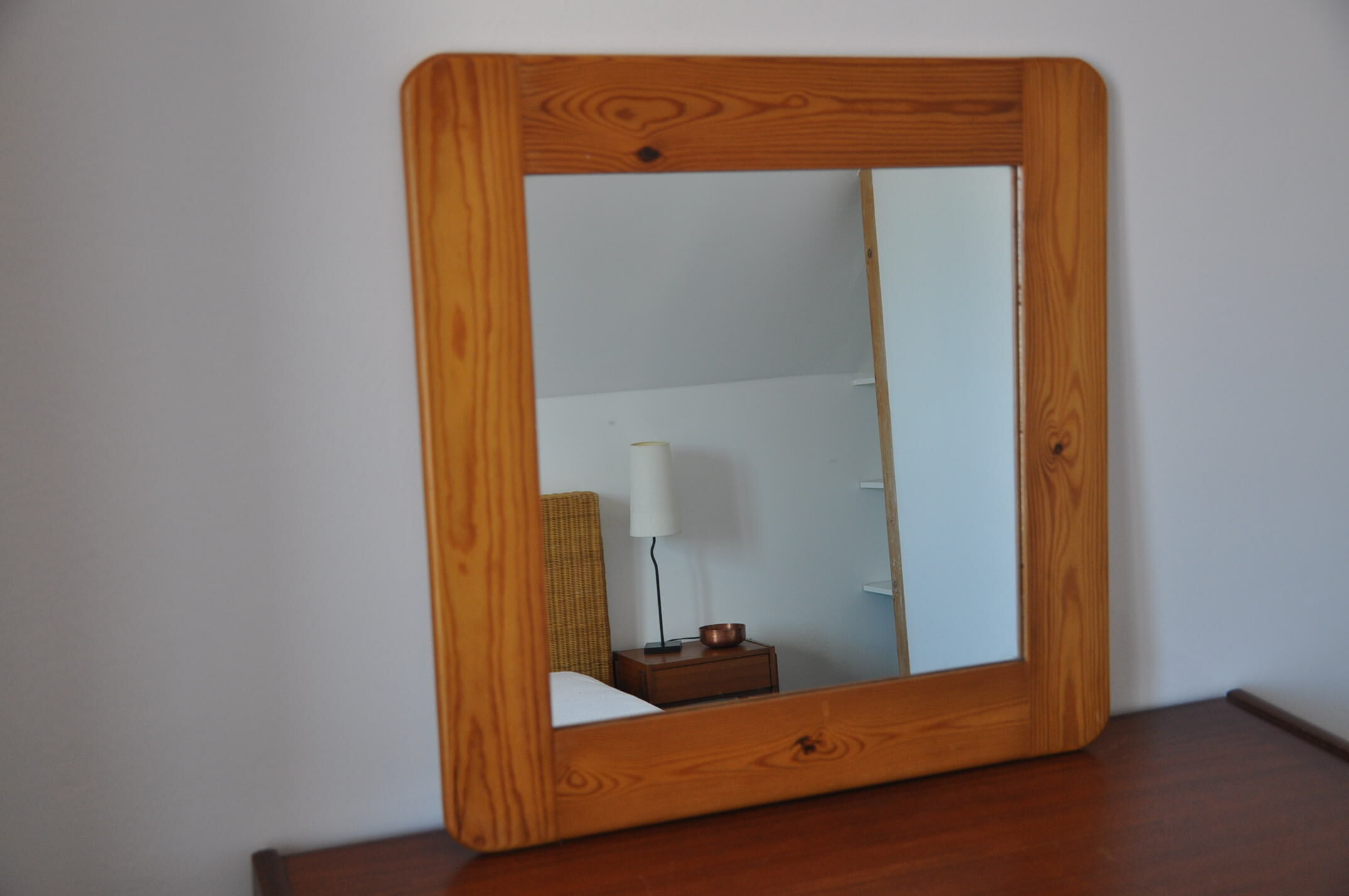 Wooden mirror 70s pine