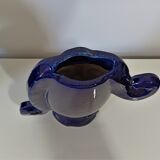 Vase face glazed earthenware blue design XXe Sandra Corina Paris