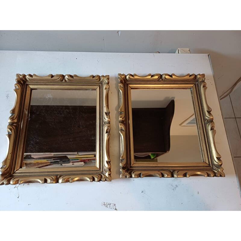 Pair of wood and gilded stucco mirrors
